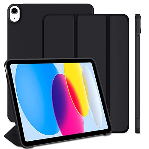 ProtUTab Case for iPad 10th Generation Auto Wake&Sleep Cover for iPad 10th Generation Case Slim Trifold Stand TPU Back Shell Case for iPad 10th Gen 10.9 inch Lightweight Black