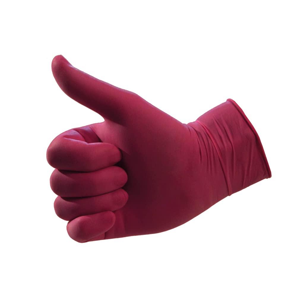 HYPOTEX Bordeaux Touch Latexhandschuhe | 100 Stück | Latex Einweghandschuhe | puderfrei | weinrote Latexhandschuhe | Größe XS | S | M