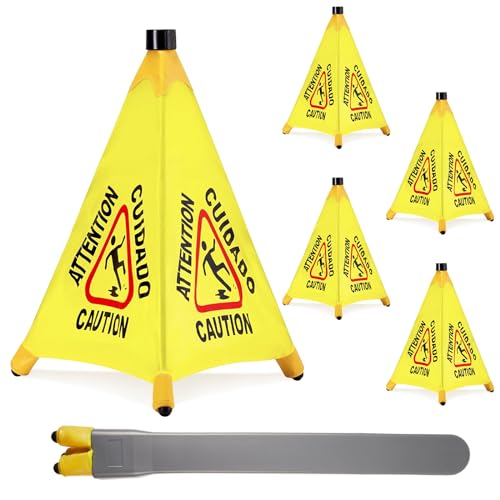 Chapou 4 Pcs Pop up Wet Floor Sign with Storage Tube 20...