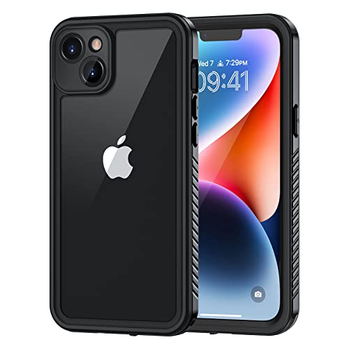 Lanhiem for iPhone 14 Case IP68 Waterproof Dustproof with Built-in Screen Protector Rugged Full Body Shockproof Phone Cover for iPhone 14 6.1 inch (Black)