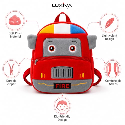 Image of Cartoon Plush Kids School Bag 2-6 Years | Soft Toy Backpack for Boys & Girls | Toddler Nursery Preschool Bag | Lightweight Adjustable Straps