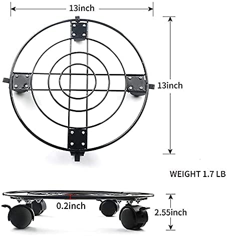 Portavaso Rotondo Con Ruote 33 Cm E Freno - Sottovaso In Metallo Per Piante, Confezione Da 2