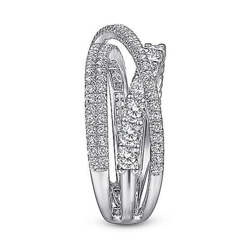 White Gold Plated Cubic Zirconia Criss Cross Spiral Hollow Design Statement Ring Personalized Accessory Ideal for Women's Daily Casual Wear Party Holiday Anniversary Love Jewelry Gift2
