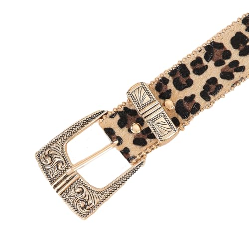 COTIM COYIN Women's Leopard Print Belt, Adjustable Cowboy Belt with Vintage Buckle for Jeans Dresses3