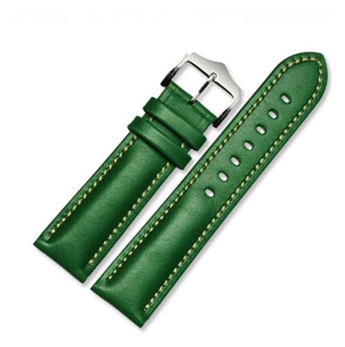 Bracelet de montre en cuir véritable Cong Yi fait main 18-22mm bleu vert luxe