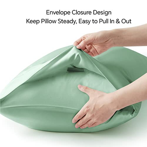 Image of BEDELITE Cooling Pillow Cases Queen, Rayon Made from Bamboo, Mint Green | Cooling and Breathable Pillow Cover for Hot Sleepers & Night Sweats, Silky Soft Cozy, Envelope Closure, 20 inchx30 inch, Set of 2