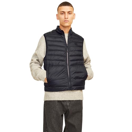 JACK & JONES Jjesprint Collar Noos-Calentador para el Cuerpo Chaleco Acolchado, Negro/Detalle: sólido, L para Hombre