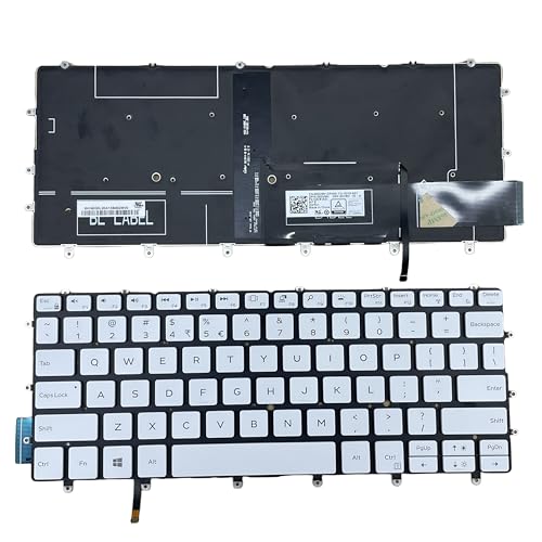 YIJIATech Replacement Keyboard with Screwdriver US Layout for Dell XPS 13 9380 9370 9305 7390 Series Laptop, Dell XPS 13 9380 9370 9305 Laptop White Frameless with Backlight Laptop Keyboard