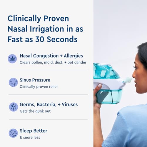 Image of Navage Nasal Irrigation System Premium Bundle, Nasal Rinse, Congestion Relief, 30 Seconds Sinus Cleaner w / 90 SaltPods. 2 Nose Docks, 4 Pillows & Batteries, Powered Sinus Rinse System ($155+ Value)