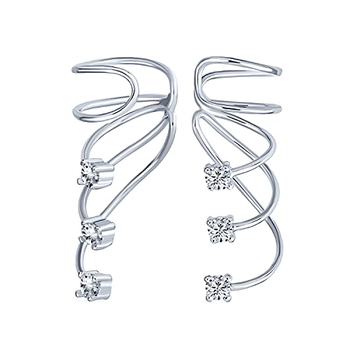 Minimaliste Triple Spirale CZ Fil Cartilage Oreille Manchette Wrap Cubique Zircone Climber Crawler Helix Boucle d’oreille Argent sterling