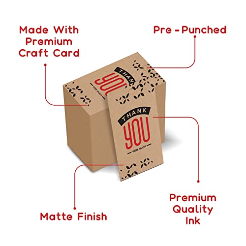 Image of Clickedin - Thank You Brown Tags for Packaging with String 50 Pieces