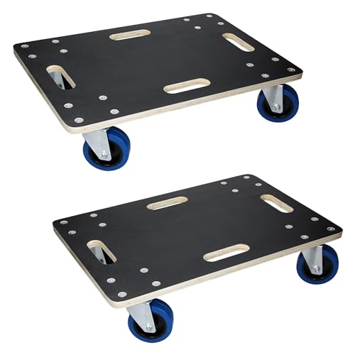 ECD Germany Lot de 2 Chariots à roulettes, 40x60 cm, Jusqu'à 800 kg, 4 Roues Pivotantes en PP,...