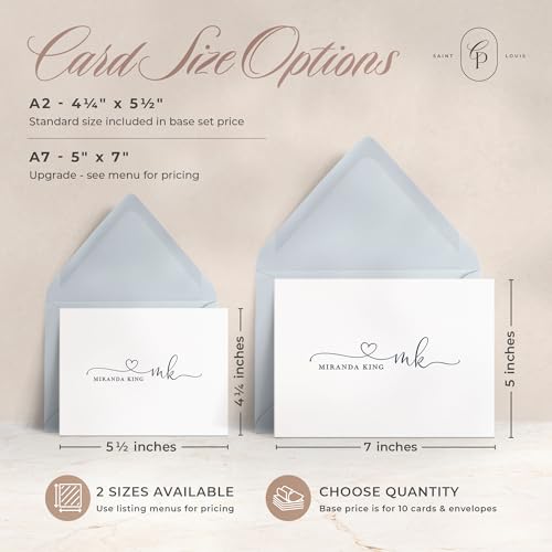 Curio Press Personalized Monogram Stationery Cards Fold Over Card Set Personalized Stationery For Women Custom Cards For Gifts Custom Stationery Personalized Cards With Envelopes thumb #4