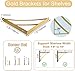Z METNAL Gold Shelf Brackets, 8 inch Triangle Shelving Brackets, Wall Mounted Shelf Supporters for Scaffold Board, Support Shelves Width from 7.8 to 10 inch, Gold, 4 Pcs