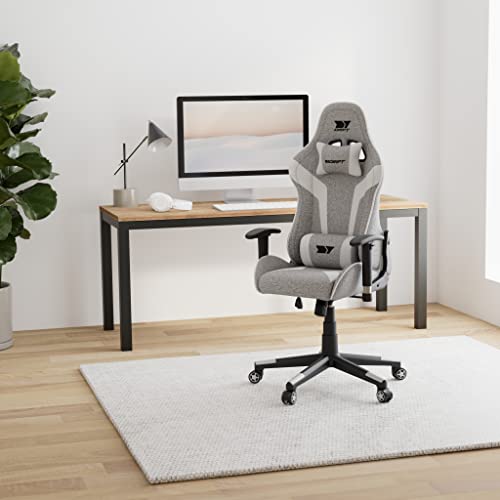 Drift Gaming DR90 – Sedia gaming ergonomica con poggiatesta e supporto lombare, schienale reclinabile a 135°, braccioli 2D regolabili, tessuto traspirante, base in nylon e pistone a gas, Grigio/Bianco - Sedia gaming - Immagine 1