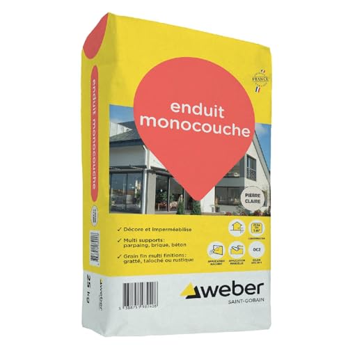 Weber Rivestimento monostrato per facciata esterna in pietra chiara 25 kg - impermeabilizzazione e decorazione facciate