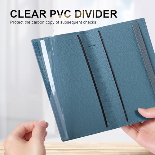 CASMONAL Checkbook Covers for Personal Checkbook Holder RFID Premium Vegan Leather Checkbook Cover for Duplicate Checks3