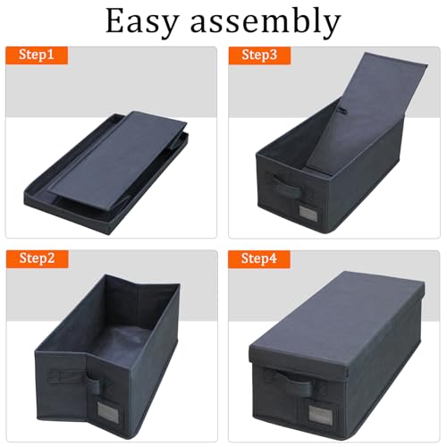 DVD Storage Boxes - 4 Pack DVD Case Holder Organizer - 15.7" x 7.9" x 5.7", Holds 100 DVDs | 200 DVDs Slim Discs, Desktop or Closet DVD Organizer Can Store Blu-ray | Movie | Game