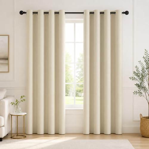Deconovo 100% Black Out Curtains 63 Inch Long for Living Room 2 Panels