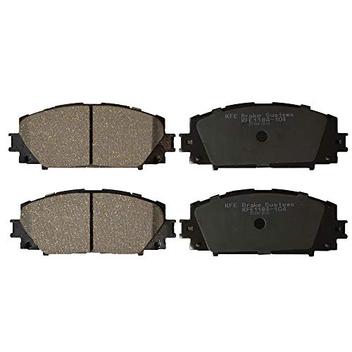 KFE KFE1184-104 Ultra Quiet Advanced Premium Ceramic Brake Pad FRONT Set Compatible With: 2010-2019 Toyota Prius, Prius C, Prius Prime, 2006-2018 Yaris; Lexus CT200h