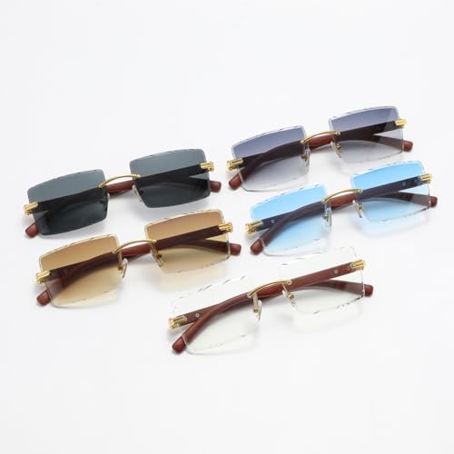 Fashion Sunglasses for Men Women Rectangular Rimless Glasses Metal Sunglasses UV400 Glasses4