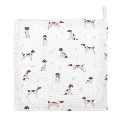 Image of vvfelixl Baby Cotton Washcloths German Shorthaired Pointer Infants Bath Towel for Unisex Puppy Face Towels for Newborn, Natural Baby Wipes Delicate Skin, 11.8 X 11.8 inch, one sizex5