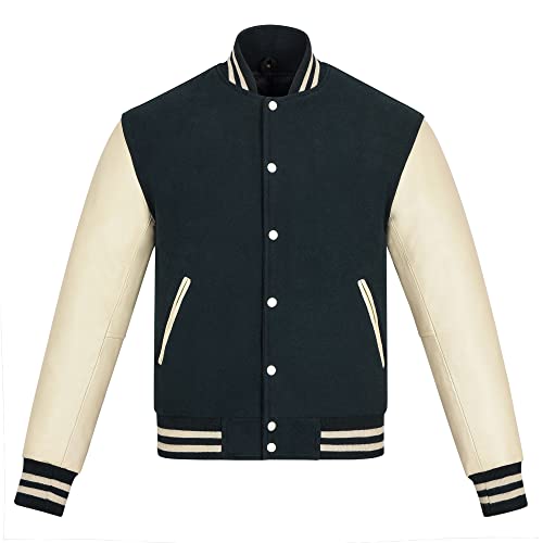 Image of Varsity Jacket Baseball Letterman Jacket- Wool and Leather Premium Quality Unisex Basketball Jacket