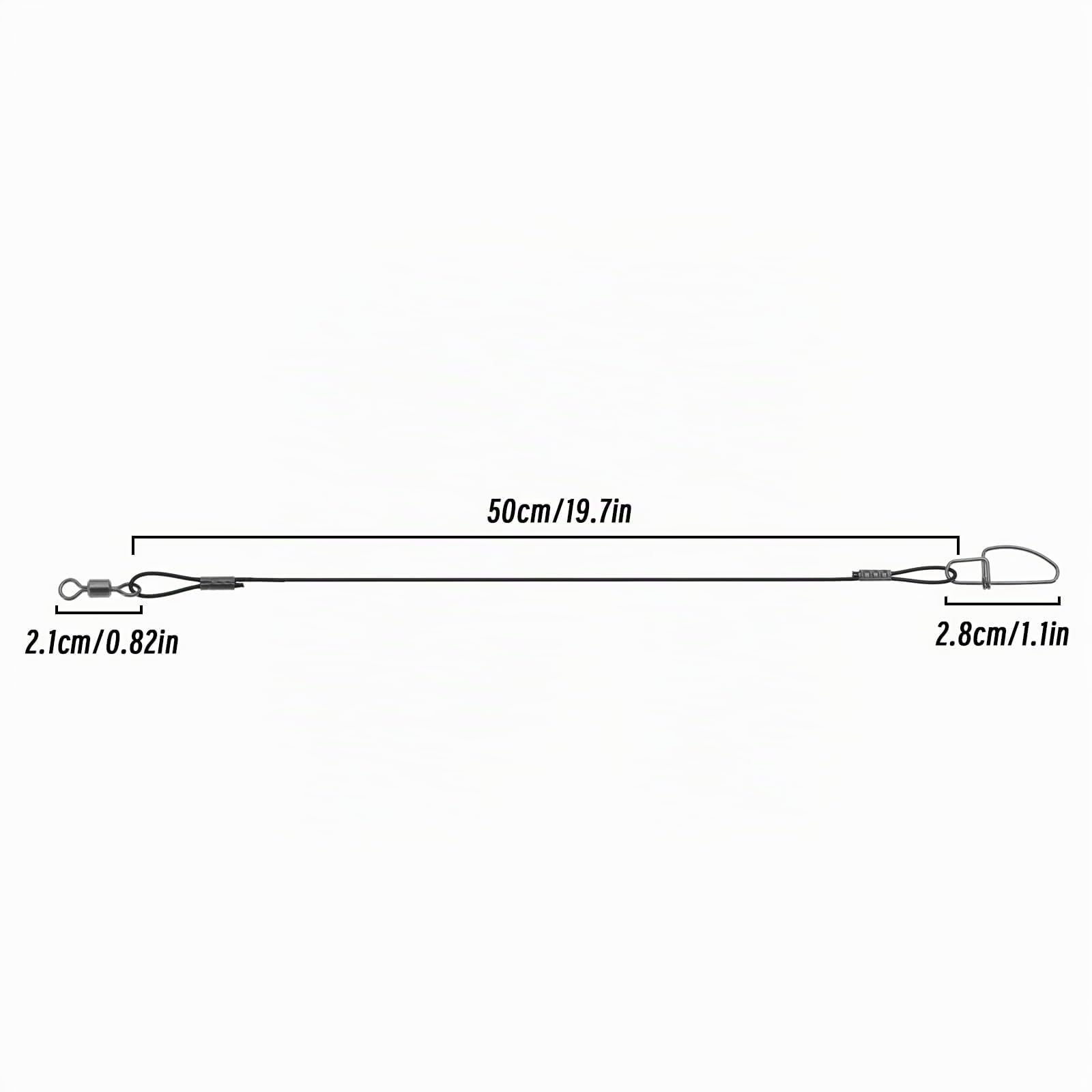 30pcs Leaders de Fil de Pêche 45kg/100lb 50cm/19 Pouces en Acier Inoxydable Anti-Morsure Pêche Leurre Fil Leader Plates-Formes avec Émerillons et Boutons-Pression pour Pêche en Plein Air
