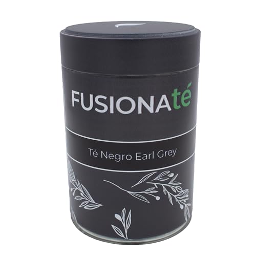 FUSIONATE, Te Negro Earl Grey, Té Clásico y Aromático, 100% Natural, Lata de 45 Pirámides Bolsitas de Té, Aporta Energía, Contiene Cafeína