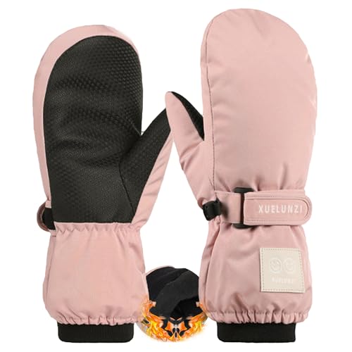 Bawnhaw Kids Winter Snow Mittens for Teen Girls Boys Ladies Waterproof Windproof Anti-Slip Warm Fleece-Lined Gloves for Cold Weather Running Playing