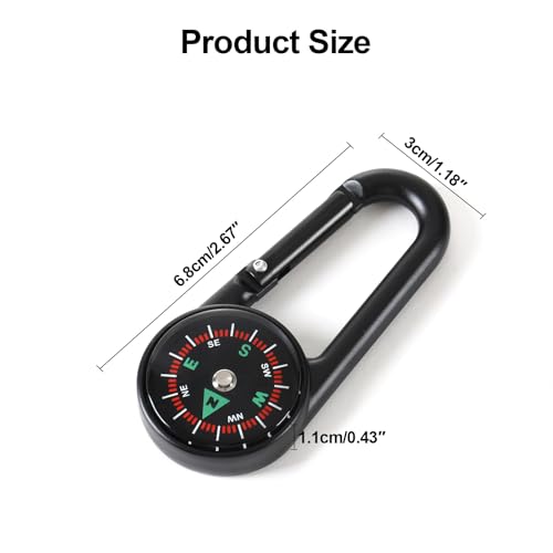 Brújula compacta impermeable para senderismo negro miniatura 2