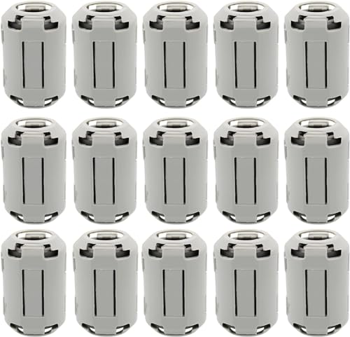 15Pcs 13mm Grey Clip-on Ferrite Ring Core RFI EMI Noise Suppressor Anti-Interference Cable Clip for Telephones Tvs Speakers Radio Audio Equipment Noise Suppressor Video Cable Power Cord