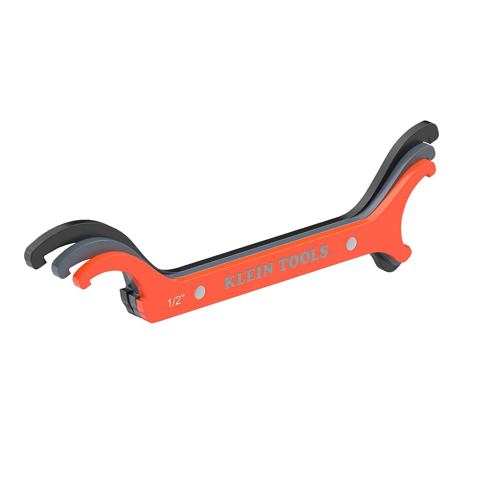 KLEIN TOOLS 50901R Conduit Locknut Wrench Set, 1/2, 3/4 and 1-Inch, Straight Compact Alloy Steel Design Tightens and Loosens Locknuts in Tight Spaces, 3-Piece