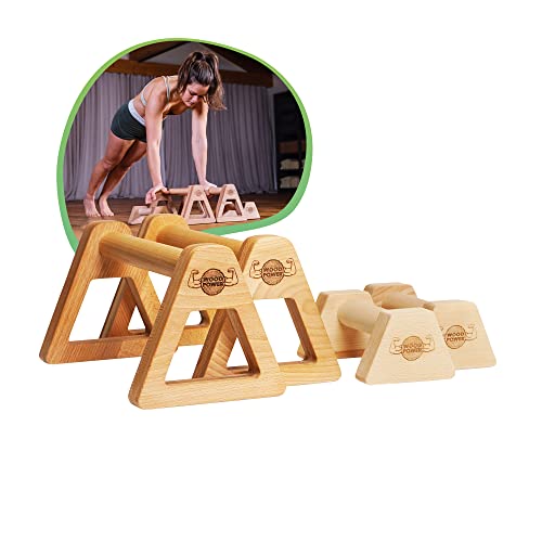 WOODPOWER® PowerBars Holz-Parallettes für Liegestütze, Liegestützgriffe...