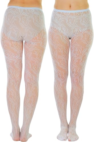 Image of ToBeInStyle Women's Elegant Floral Lace Inspired Spandex Net Full Length Tights