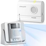 Bed Alarm Caregiver Pager with Wireless Motion Sensor Alarm Indoor Fall Prevention for Elderly Monitoring Seniors Dementia Patients Seniors Home Door Chime