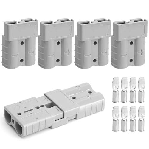 4 piezas de conector de cable para conector Anderson, 50A 600V Anderson conector de batería, conector de conexión rápida para baterías para automóvil, autocaravana, caravana, motocicleta, Incluye 8