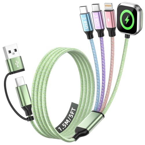 Camping Essentials 4 in 2 Multi Charging Cable for Apple Watch Charger 5FT