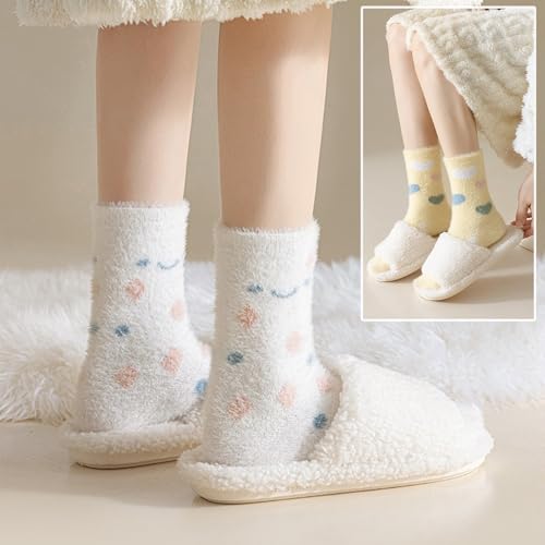 CHUNFO Womens Cozy Crew Socks Warm,Cute Colorful,Fuzzy Mid