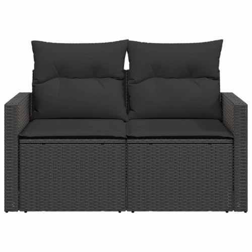 Canapé en rotin synthétique noir au design modulaire élégant