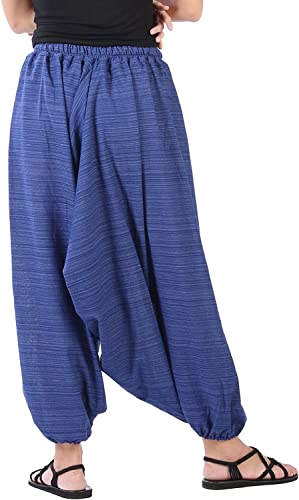 Image of Whitewhale Mens Women Cotton Stripe Aladdin Loose Baggy Boho Hippie Harem Pants