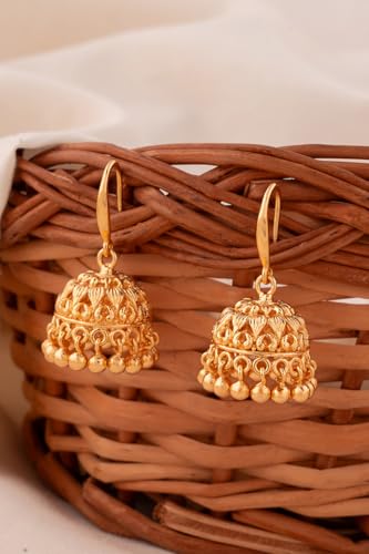 Image of Radha's Creations brass Ruby Emerald stud earrings one gram gold for women and girls one gram gold