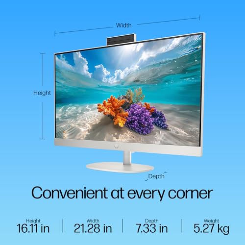 Image of HP AIO, 13th Gen Intel Core i3-1315U,(8GB DDR4,512GB SSD) 300 nits, Anti-Glare, 23.8inch(60.5cm) FHD, Win11, M365, Office24, Shell White, 5.27kg, FHD IR Camera w /Privacy Shutter, 24-cr0901in /cr0905in