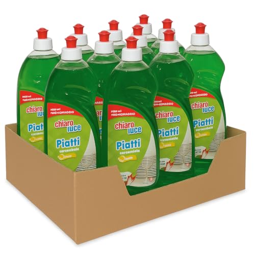 CHIARO LUCE Detergente Piatti Concentrato al Limone, Liquido, 1100 ml, Confezione Multipla, Sgrassante Profumato, per Pulizia Universale (12)