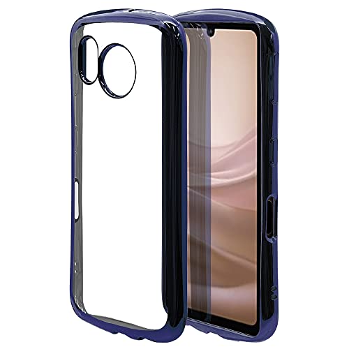 ラスタバナナ ケース カバー AQUOS sense7 SH-53C SHG10 専用 ソフトケース TPU 耐衝撃吸収 強い クリア 透明 2.7mm メタルフレーム CURVE ネイビー アクオス センス7 スマホケース 7369AQOS7TP