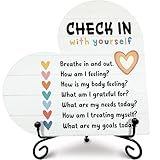 Mental Health Check In Office Decor, Relief Social Psychology Heart Wood Plaque, Mental Health Awareness Desk Decor for Social Worker School Counseling Therapy Office, Motivational Gifts - C14