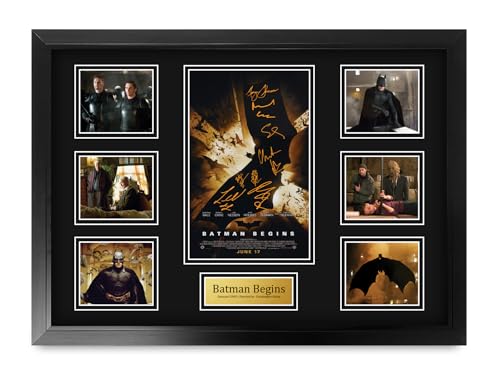 HWC Trading Batman Begins Christian Bale Los Regalos Imprimieron El Cartel Firmaron La Imagen Del Autógrafo Para Los Fans De La Memorabilia De La Película - A2 Enmarcado
