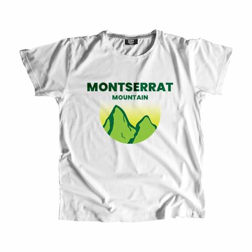 T-shirt Montserrat Mountain blanc unisexe mode urbaine et outdoor