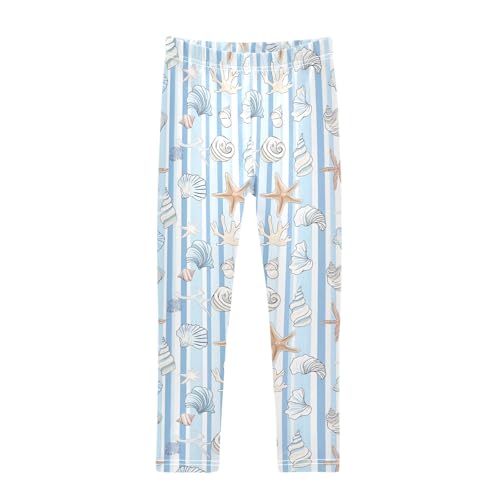 senya Girls Printed Leggings Yoga Pants Starfish Shell Pattern for Kids in 4t to 10 Years, 4T