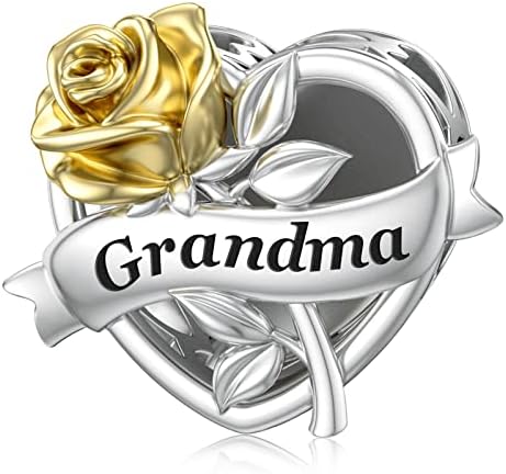 LANBEIDE Family Charms, 925 Sterling Silver Love Heart Flower Charms Bead fit Pandora Bracelet Mom Sister Friends Wife Charms Gifts for Women